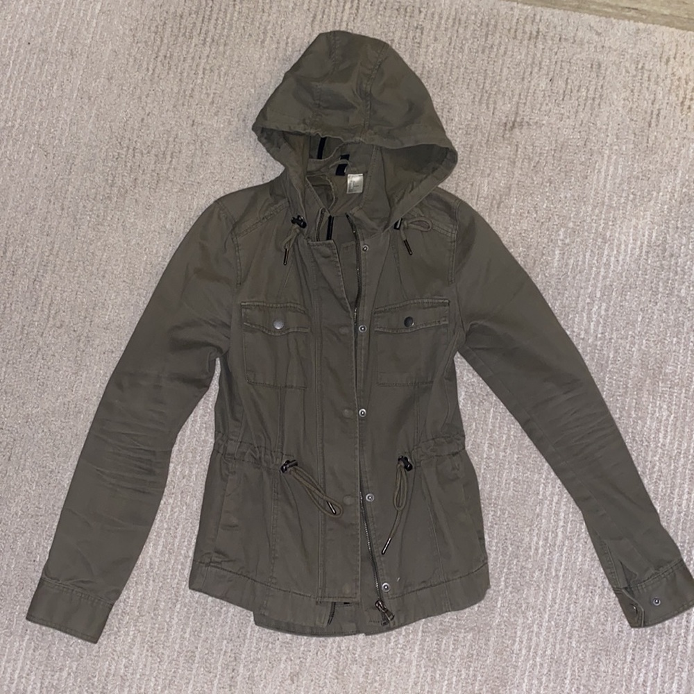 Army Green Utility Jacket with Cinched Waist